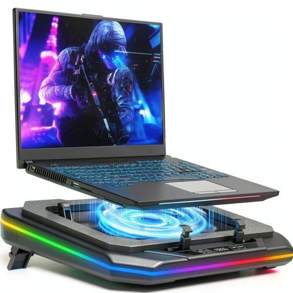 Gaming Laptop Cooling Pad RGB Turbofan Height Adjustable-0