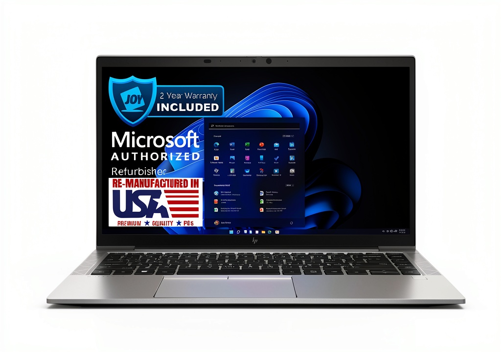 HP EliteBook 840 G8 laptop displaying a business presentation on its 14-inch FHD screen