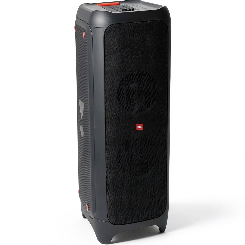 JBL PartyBox 1000 speaker with vibrant light show in a party setting