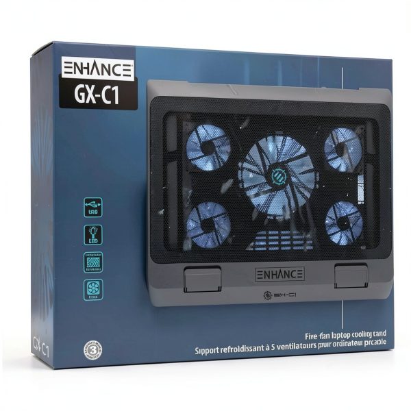 ENHANCE Laptop Cooling Stand Five Fans Adjustable Height-8