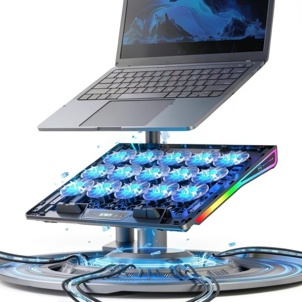 KeiBn Laptop Cooling Pad 15 Fans RGB Gaming Accessory-1