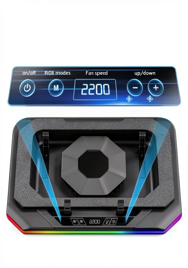 RGB Laptop Cooling Pad with Turbo Fan and Height Adjustment-5