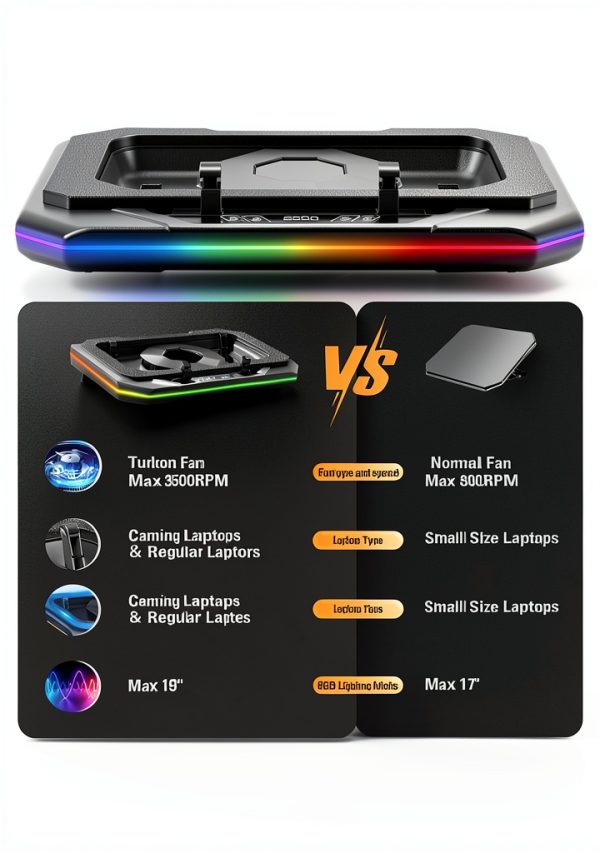 Pavo Laptop Cooling Pad RGB Fan USB Ports Gaming-3