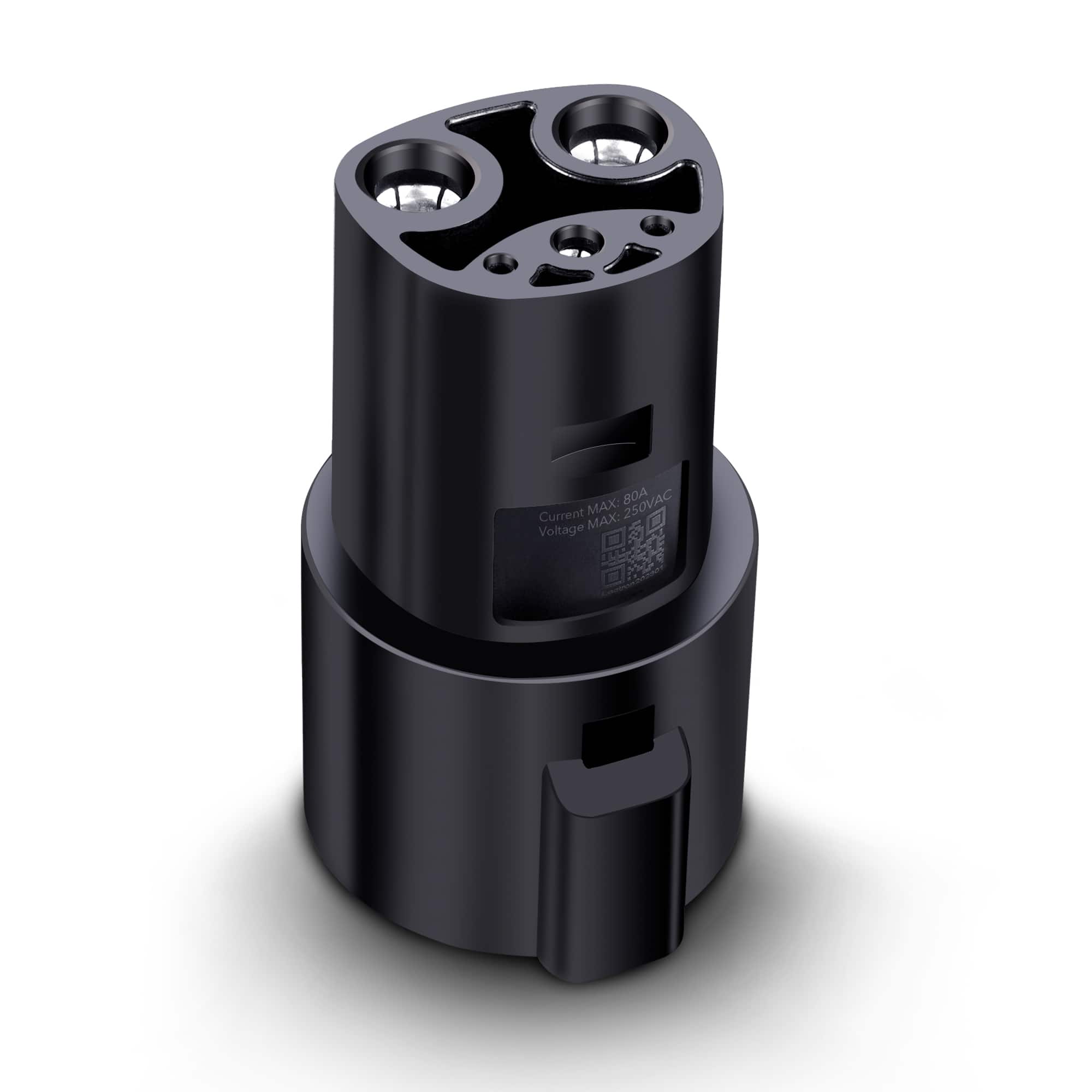 Lectron J1772 to Tesla adapter connected to a charging station