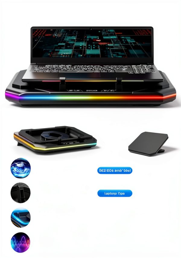 RGB Laptop Cooling Pad with Turbo Fan and Height Adjustment-3