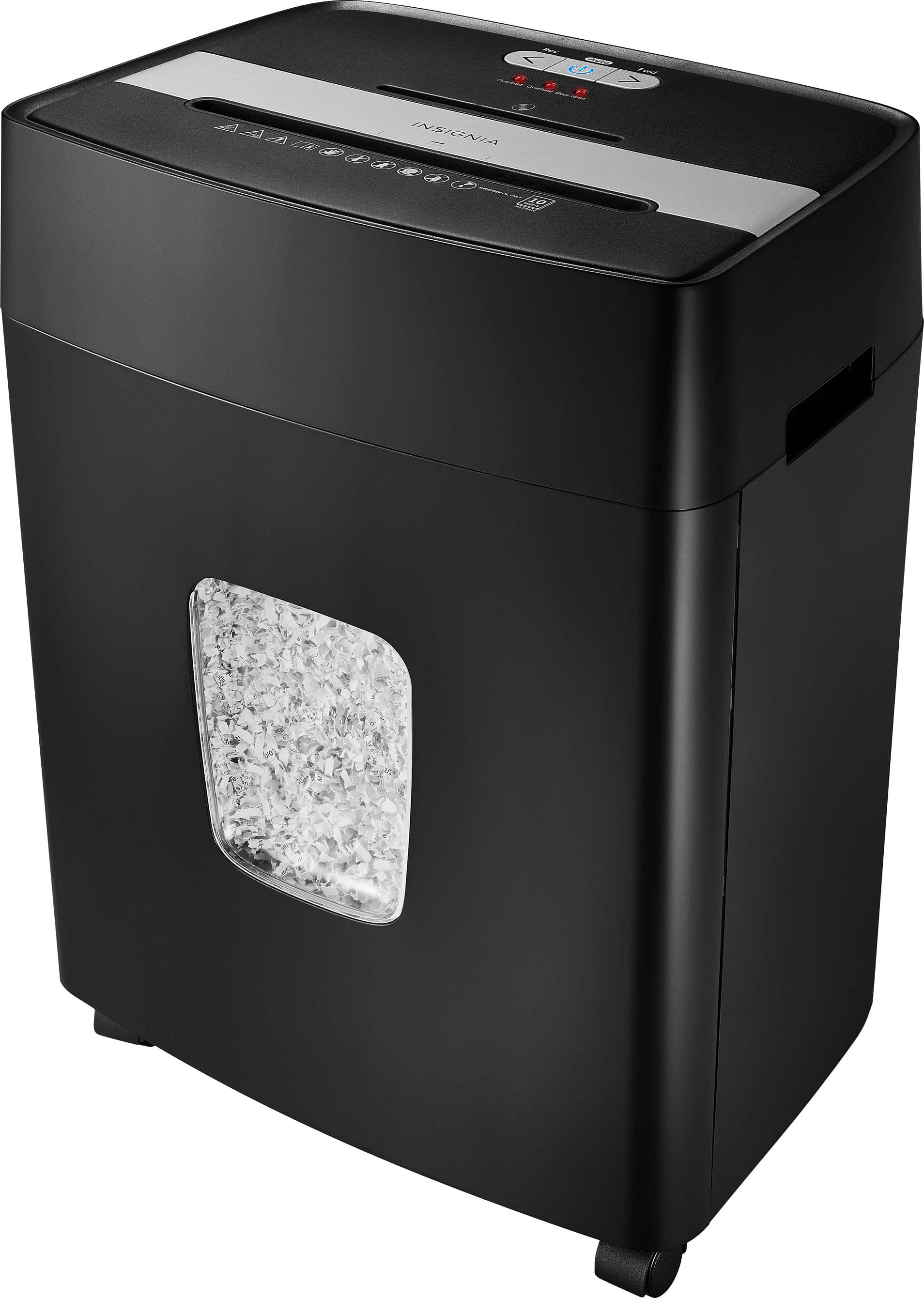 Insignia 10-Sheet Microcut Shredder in a home office setting