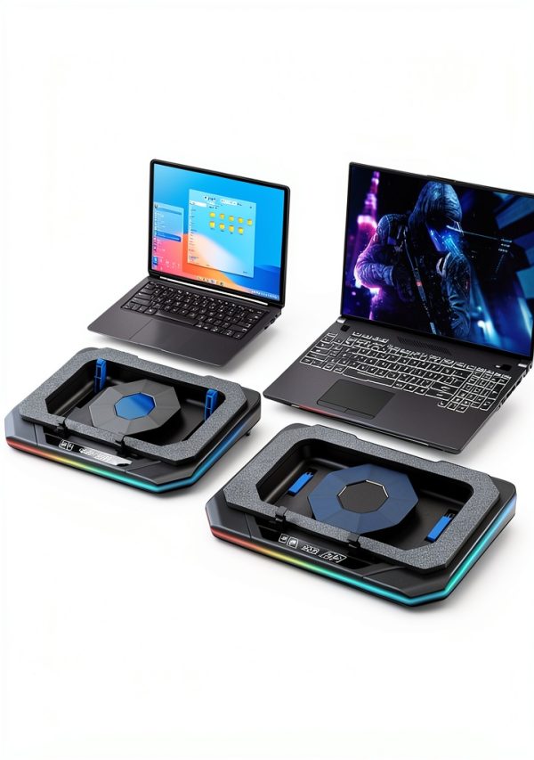 RGB Laptop Cooling Pad with Turbo Fan and Height Adjustment-1