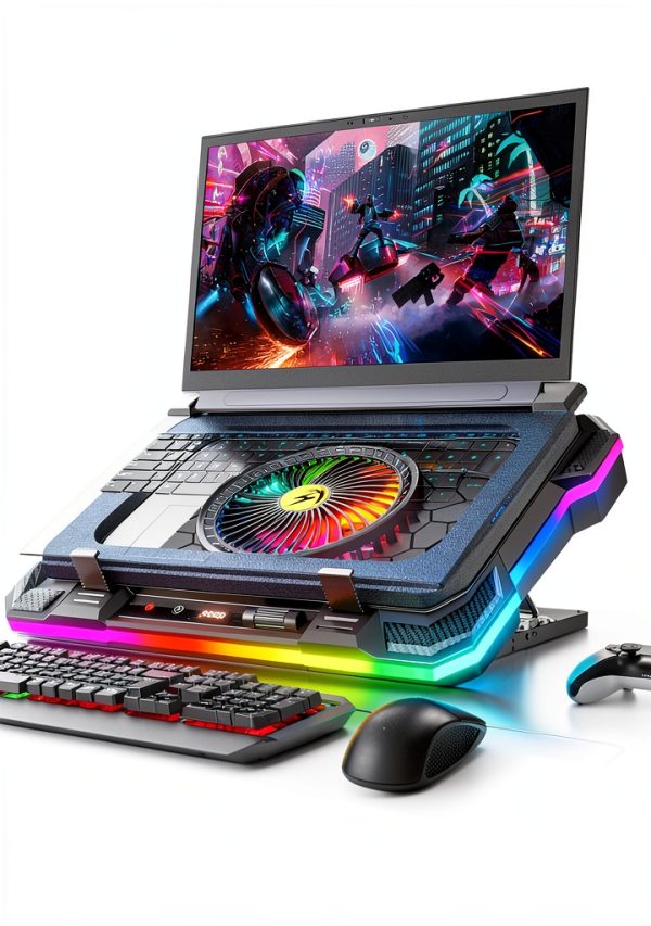 Gaming Laptop Cooling Pad RGB Lighting Ergonomic Stand-2