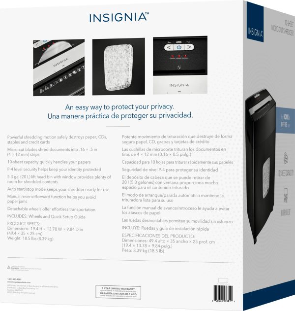 Insignia 10 Sheet Microcut Shredder Secure Document Disposal-5