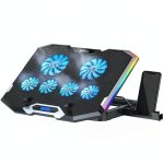 Laptop Cooling Pad 6 Fan RGB Lighting Adjustable Height-0