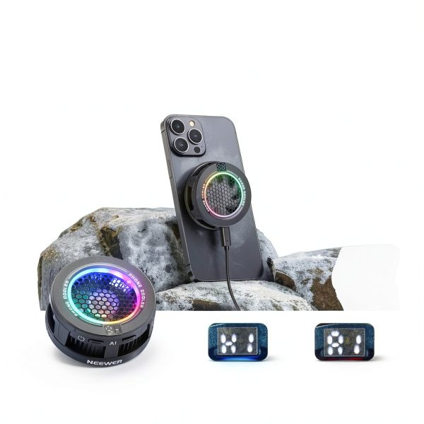 Neewer Magnetic Phone Cooler Low Noise USB Fan RGB Light-3