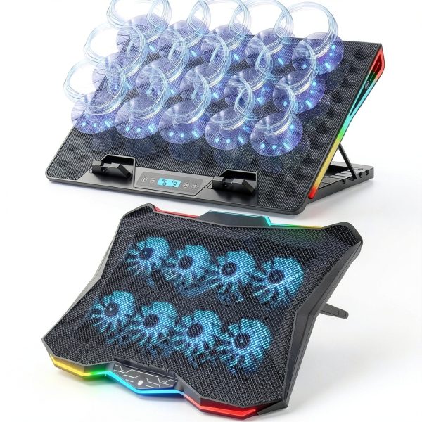 AA3 Gaming Laptop Cooler 8 Fans RGB Lights USB Ports-0