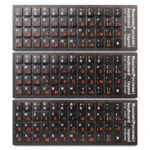 Russian Keyboard Stickers PVC Material Black White Red-0