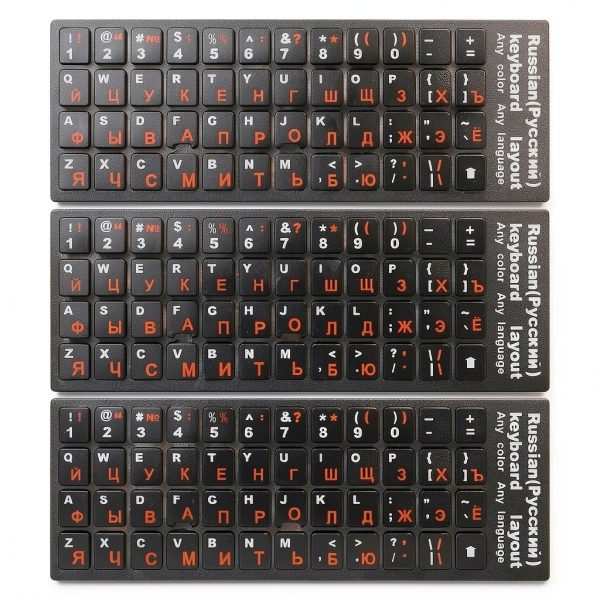 Russian Keyboard Stickers PVC Material Black White Red-0