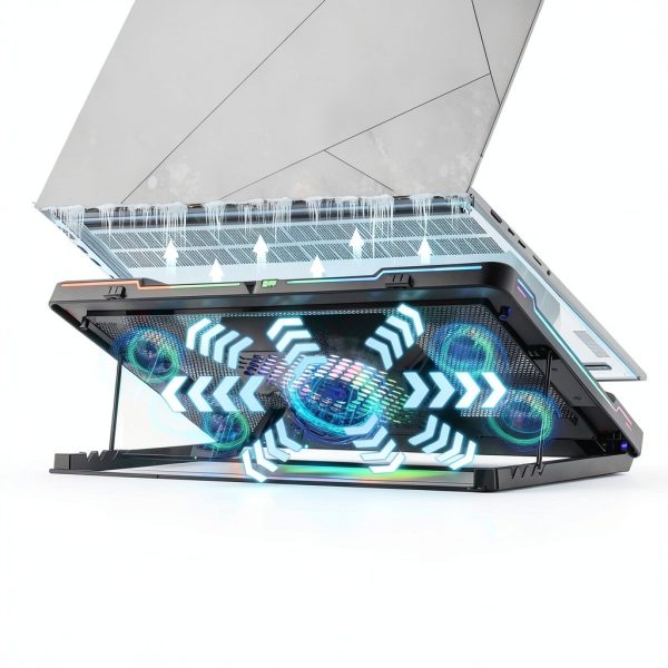G-STORY Gaming Laptop Cooler Movable Fan RGB Lighting-1