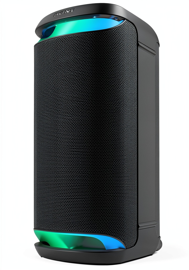 Sony XV800 wireless party speaker in a party setting with lights and sound waves