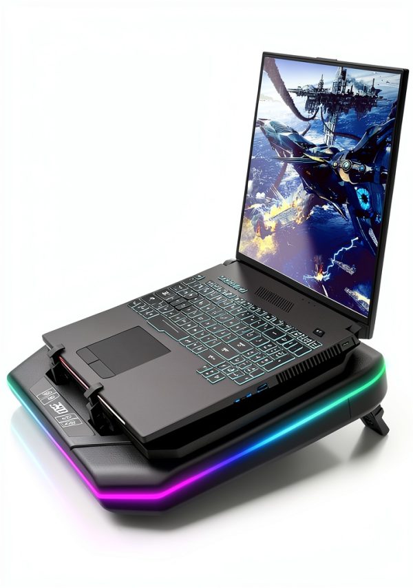 Gaming Laptop Cooling Pad RGB Turbofan Height Adjustable-3