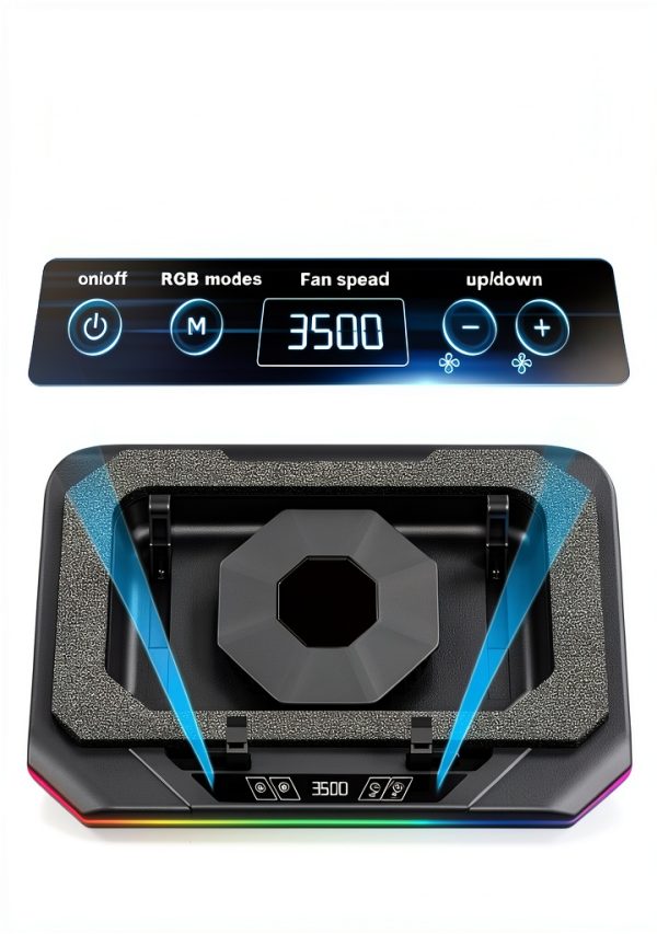 Gaming Laptop Cooling Pad RGB Turbofan Height Adjustable-4