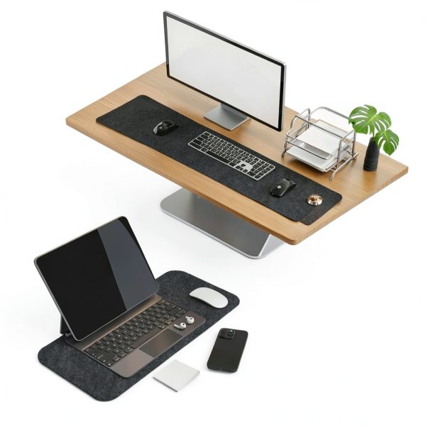 Felt Desk Pad Protector Black Gray Red Home Office-6