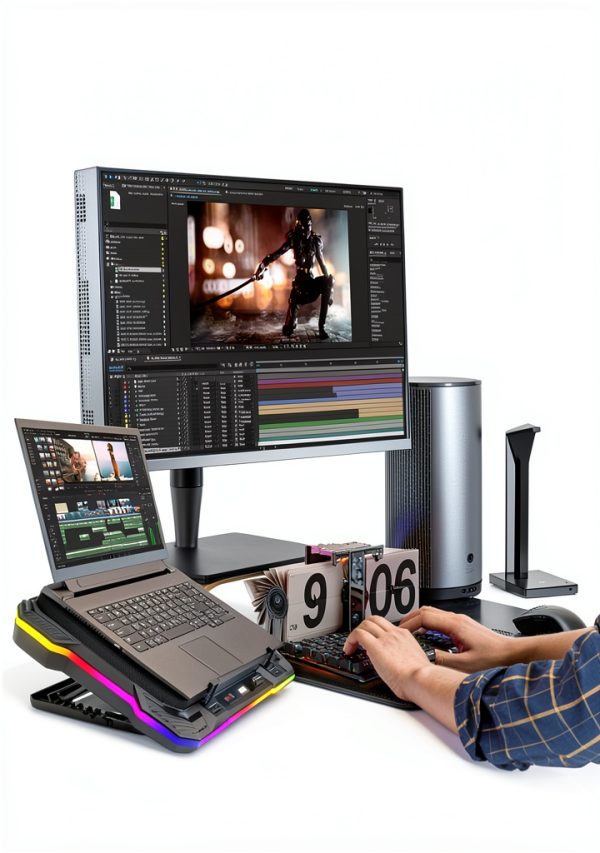 Gaming Laptop Cooling Pad RGB Lighting Ergonomic Stand-6