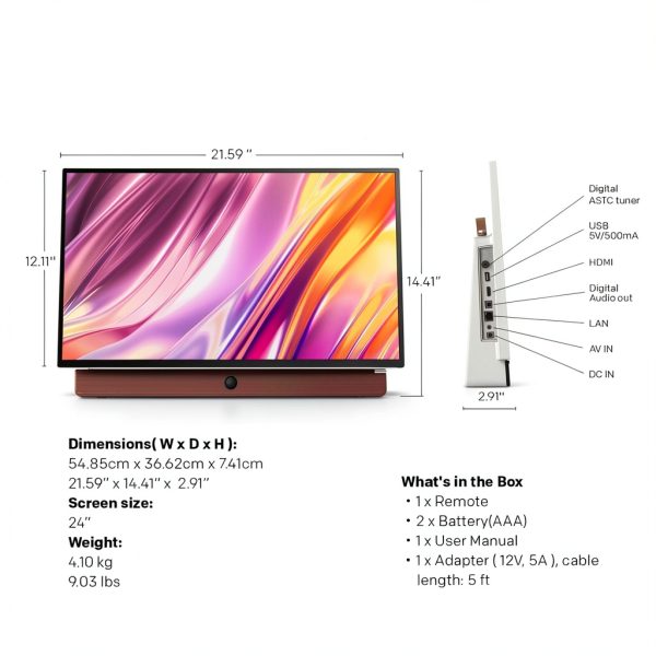 SKYWORTH 24 Inch Portable Smart TV Google TV FHD-2