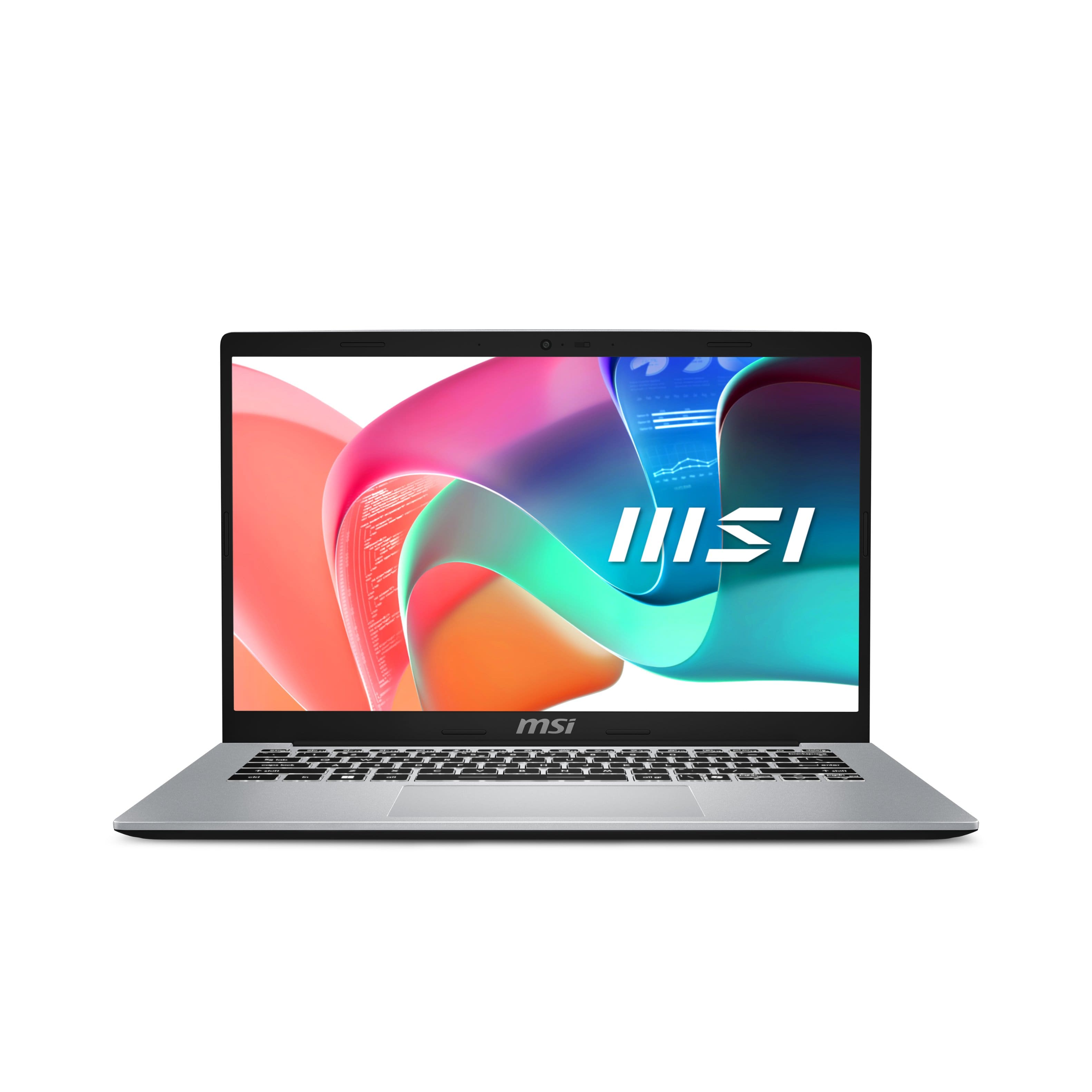 Installing MSI Modern 14 Laptop Intel Core Ultra 7 16GB 1TB Silver on a wooden desk