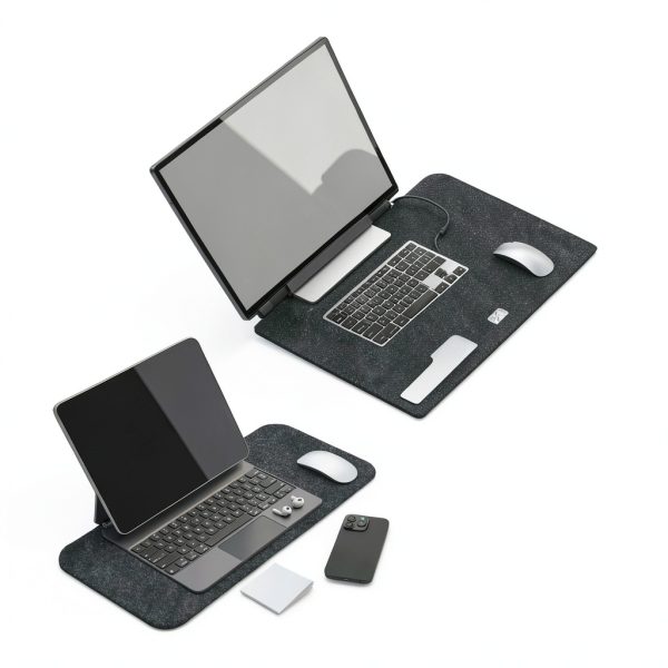 Felt Desk Pad Large Mouse Mat Black Gray Wine Red-6