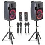 5Core 400W Bluetooth PA Speaker System Wireless Mics DJ-0