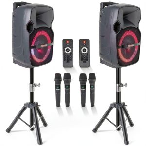 5Core 400W Bluetooth PA Speaker System Wireless Mics DJ-0
