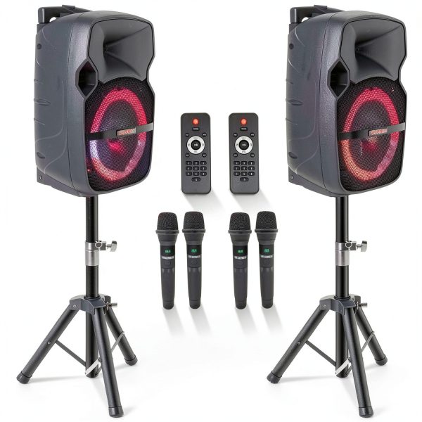 5Core 400W Bluetooth PA Speaker System Wireless Mics DJ-0