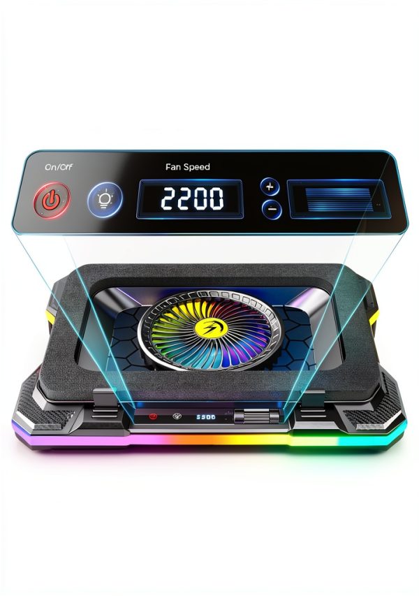 Gaming Laptop Cooling Pad RGB Lighting Ergonomic Stand-4