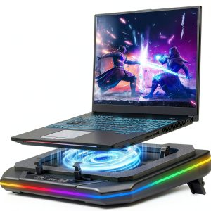 RGB Laptop Cooling Pad with Turbo Fan and Height Adjustment-0