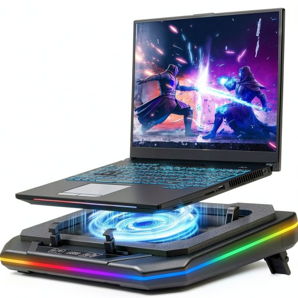 RGB Laptop Cooling Pad with Turbo Fan and Height Adjustment-0