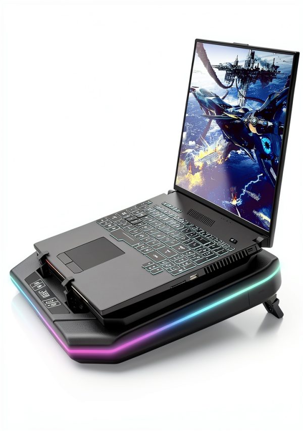 RGB Laptop Cooling Pad with Turbo Fan and Height Adjustment-4