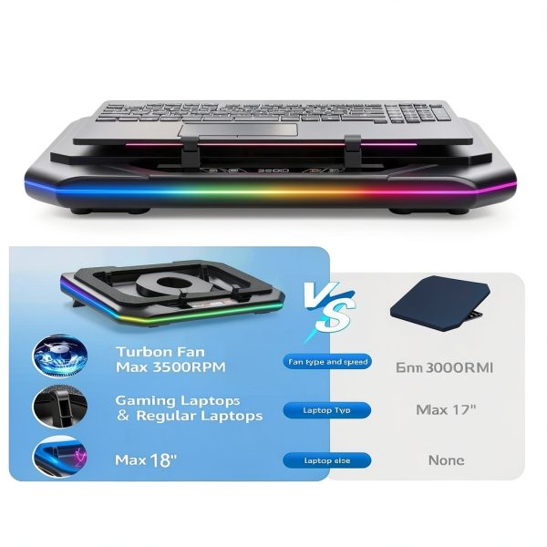 Gaming Laptop Cooling Pad Turbo Fan RGB Lights 18 Inch-3