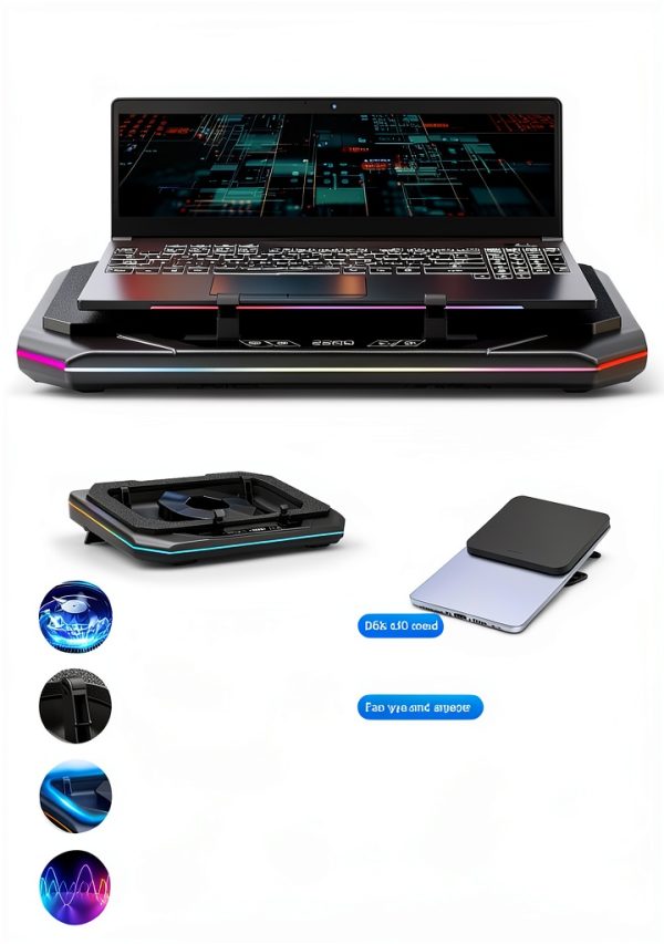 Gaming Laptop Cooling Pad RGB Height Adjustable 19 Inch-3